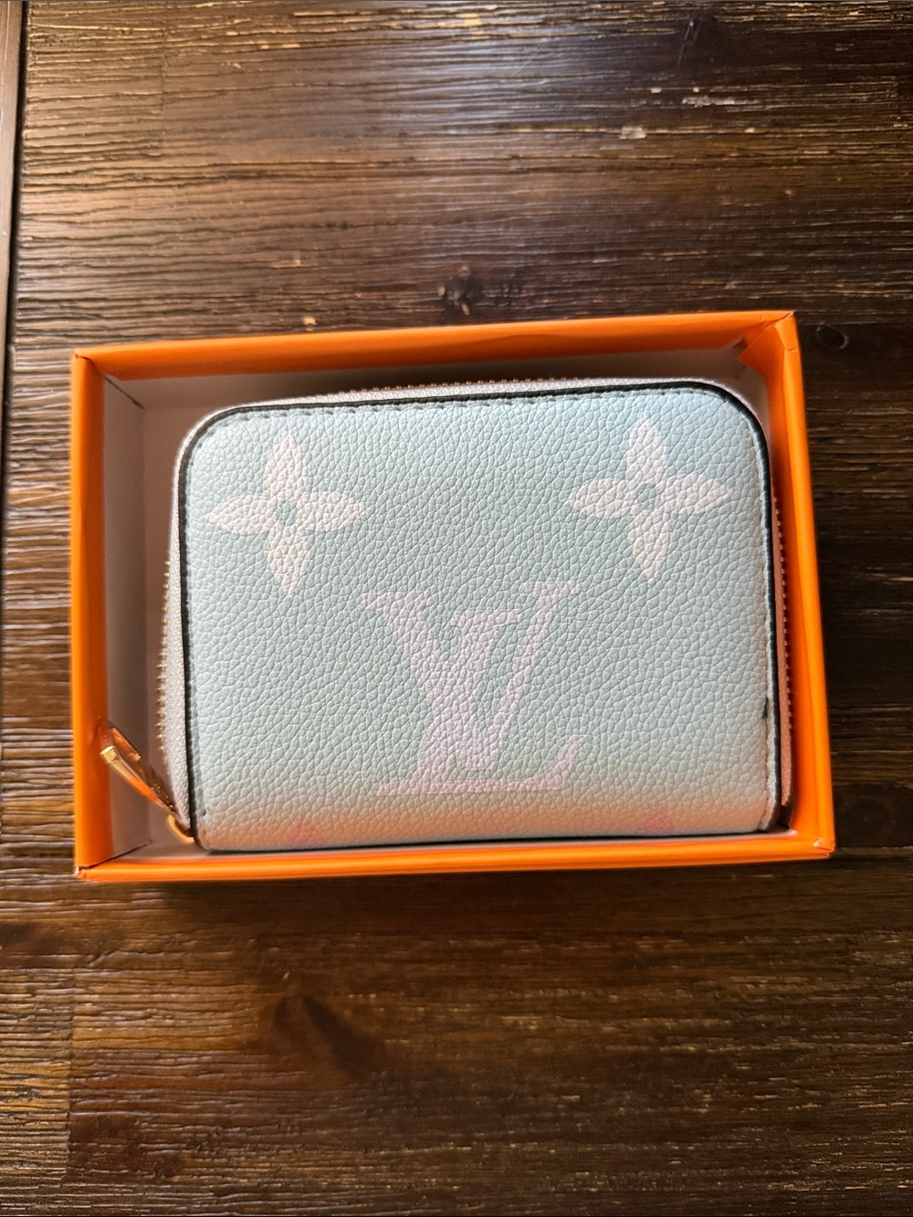Light Blue Pastel Monogram Zip Wallet
